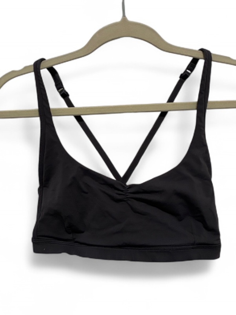 Lululemon Gray Ruched Front Crisscross Straps Unlined Sports Bra